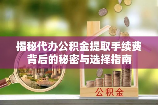 汉源揭秘代办公积金提取手续费背后的秘密与选择指南